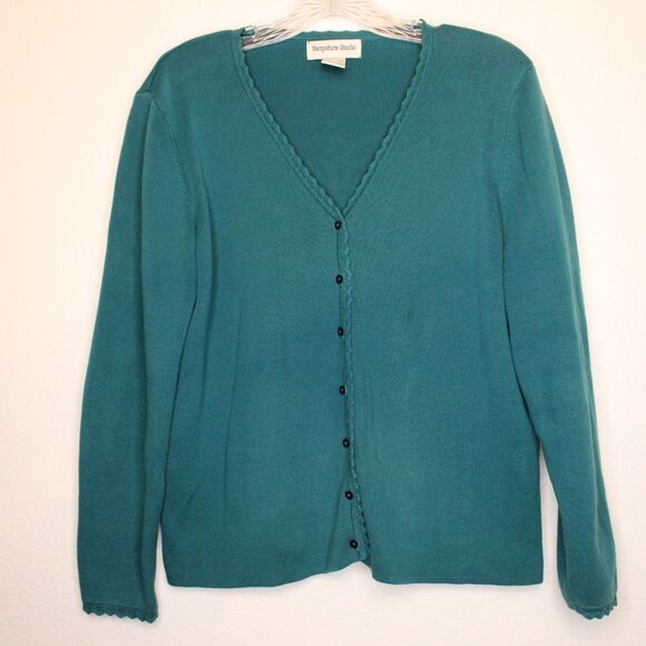 Hampshire Studio Cardigan Button Down With Lace Trimming - Picture 2 of 8